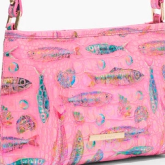 BRAHMIN Pink Sardine Crossbody Limited Edition glossy Melbourne croc embossed - Picture 9 of 9